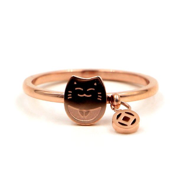 j5-207 korean fashion chinchilla rose tail zhaocai cat copper coin titanium steel plated gold ring, Silver
j5-207 korean fashion chinchilla rose tail zhaocai cat copper coin titanium steel plated gold ring, Silver