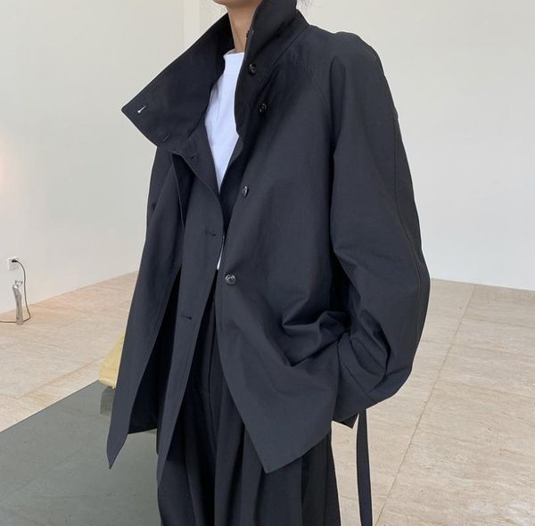 women's jackets fashionable design in spring: stand collar windbreaker with loose double placket, slim and versatile, waist closing cas, Black;brown
women's jackets fashionable design in spring: stand collar windbreaker with loose double placket, slim and versatile, waist closing cas, Black;brown