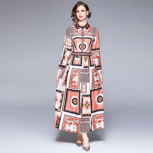 casual dresses fashion fall runway maxi dress women's full sleeve single-breasted turn down collar printed elegant party long vestido, Black;gray
casual dresses fashion fall runway maxi dress women's full sleeve single-breasted turn down collar printed elegant party long vestido, Black;gray