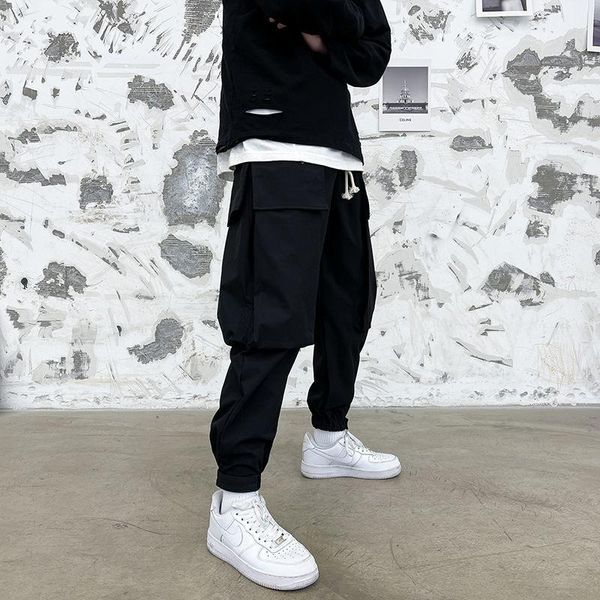 men's pants harajuku fashion brand men overalls solid color baggy man multi pocket trousers hip hop streetwear clothing, Black
men's pants harajuku fashion brand men overalls solid color baggy man multi pocket trousers hip hop streetwear clothing, Black