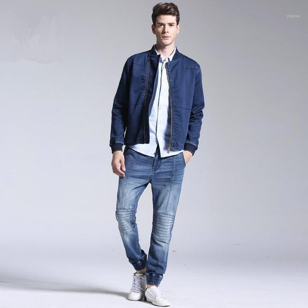 men's fashion 2021 denim blue baseball jacket slim short knitted stretch jean men spring casual zipper outerwear for jackets, Black;brown
men's fashion 2021 denim blue baseball jacket slim short knitted stretch jean men spring casual zipper outerwear for jackets, Black;brown
