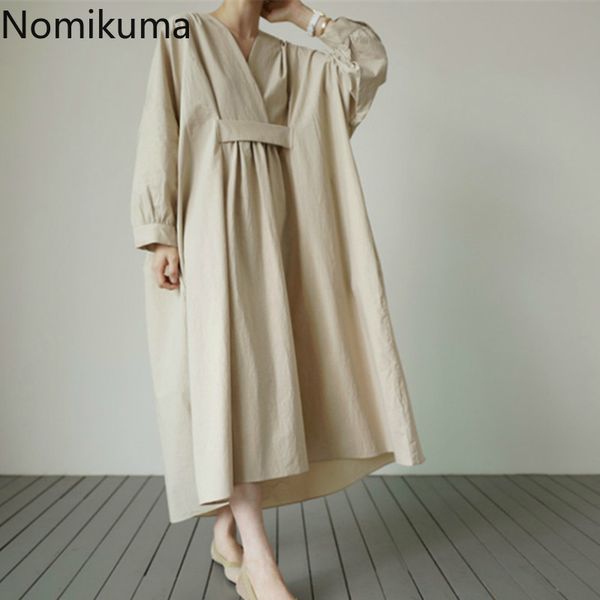 nomikuma casual maxi dress women v neck long sleeve autumn korean loose dresses solid color elegant fashion vestidos 3d758 210514, Black;gray
nomikuma casual maxi dress women v neck long sleeve autumn korean loose dresses solid color elegant fashion vestidos 3d758 210514, Black;gray