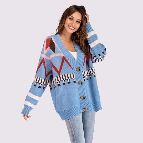 women's sweaters european style single breasted cardigan woman sweater fashion print long sleeve v-neck casual loose female, White;black
women's sweaters european style single breasted cardigan woman sweater fashion print long sleeve v-neck casual loose female, White;black
