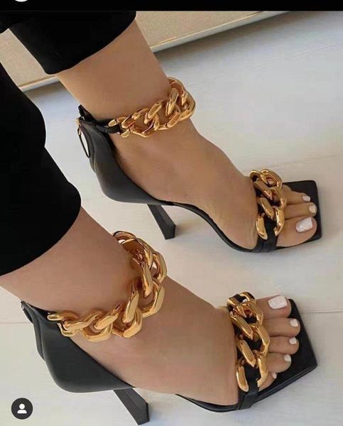 sandals women high heels shoes metal chain decoration solid color female square toe summer zip open footwear, Black
sandals women high heels shoes metal chain decoration solid color female square toe summer zip open footwear, Black