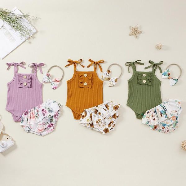 clothing sets 3pcs set born baby girl sleeveless solid color strap bodysuit floral skirted shorts bloomers headband summer clothes, White
clothing sets 3pcs set born baby girl sleeveless solid color strap bodysuit floral skirted shorts bloomers headband summer clothes, White