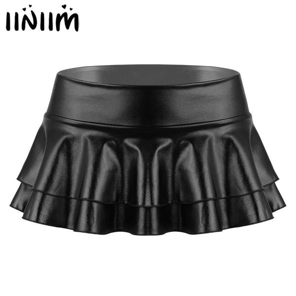 womens shiny metallic club mini skirts low rise layered ruffled skirt for dance festivals cocktail costumes clubwear, Black
womens shiny metallic club mini skirts low rise layered ruffled skirt for dance festivals cocktail costumes clubwear, Black