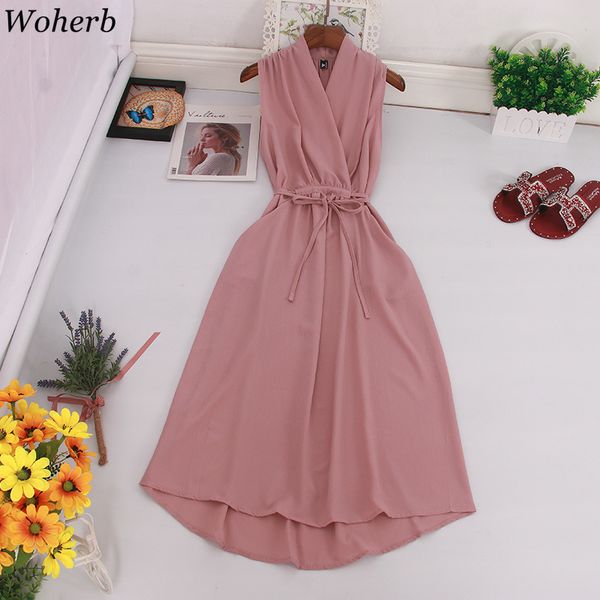 sleeveless dresses female summer korean style robe waist bandage v-neck long dress vestidos elegante office dress 210519, Black;gray
sleeveless dresses female summer korean style robe waist bandage v-neck long dress vestidos elegante office dress 210519, Black;gray