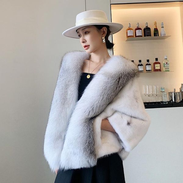 women's fur & faux short whole mink collar imported overcoats winter shawl cape coat women, Black
women's fur & faux short whole mink collar imported overcoats winter shawl cape coat women, Black