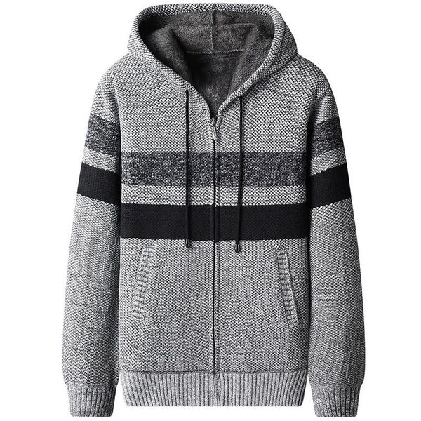 men's sweaters sweater coat 2021 autumn winter thick warm hooded striped wool linning cardigan jumpers zipper fleece men, White;black
men's sweaters sweater coat 2021 autumn winter thick warm hooded striped wool linning cardigan jumpers zipper fleece men, White;black