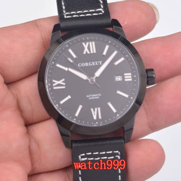 wristwatches 40 mm black dial calendar stainless steel case luminous man's watch leather strap automatic mechanica, Slivery;brown
wristwatches 40 mm black dial calendar stainless steel case luminous man's watch leather strap automatic mechanica, Slivery;brown