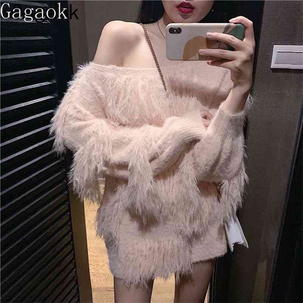 vintage woman sweaters spring autumn slash neck tassel solid knitted sweater loose warm outwear wild pullovers 210531, White;black
vintage woman sweaters spring autumn slash neck tassel solid knitted sweater loose warm outwear wild pullovers 210531, White;black