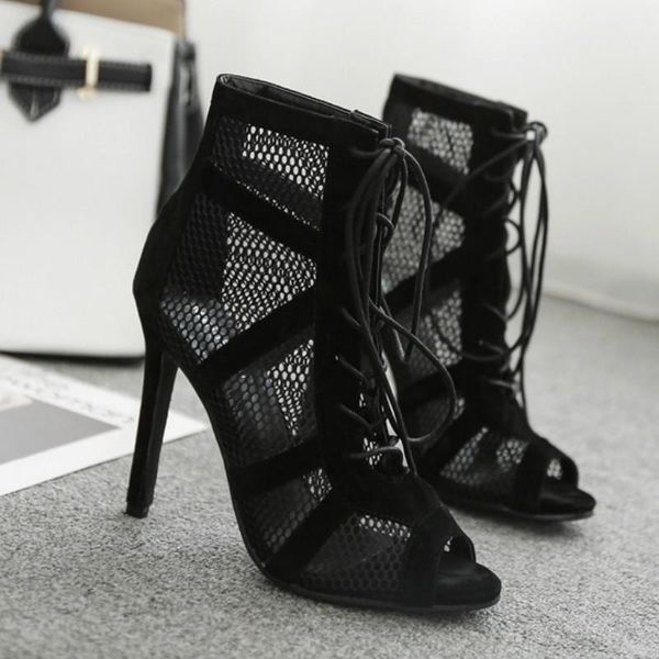 dress shoes women sandals flock lace-up solid mesh cross-tied thin high heels super (8cm-up) lady party female pumps, Black
dress shoes women sandals flock lace-up solid mesh cross-tied thin high heels super (8cm-up) lady party female pumps, Black