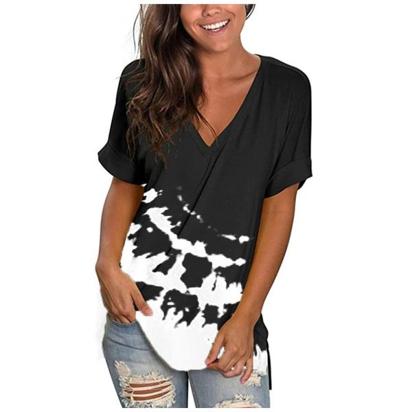 women's t-shirt tie dye gradient printed for v-neck short sleeve women summer harajuku causal loose t shirt top, White
women's t-shirt tie dye gradient printed for v-neck short sleeve women summer harajuku causal loose t shirt top, White