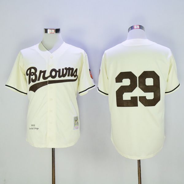 retired mens baseball jersey 1953 browns #29 satchel paige jersey cool base breathable pure cotton stitched white grey team away high qualit, Black 
retired mens baseball jersey 1953 browns #29 satchel paige jersey cool base breathable pure cotton stitched white grey team away high qualit, Black