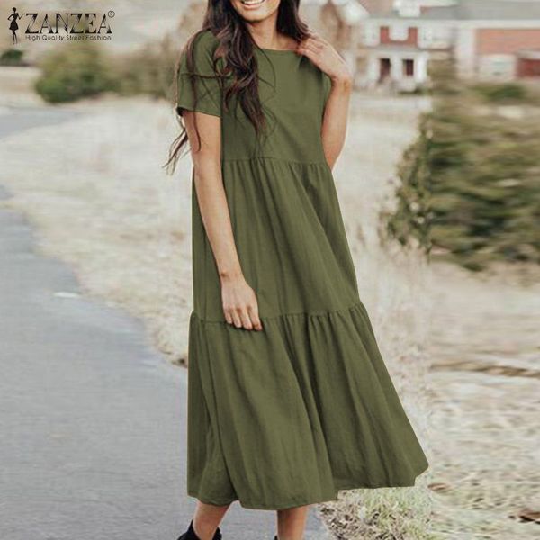 fashion ruffle dress women's summer sundress 2021 zanzea casual short sleeve midi vesdtidos female o neck robe oversized 5xl x0521, Black;gray
fashion ruffle dress women's summer sundress 2021 zanzea casual short sleeve midi vesdtidos female o neck robe oversized 5xl x0521, Black;gray