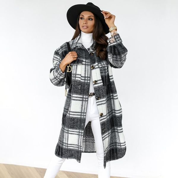 women's wool & blends midi plaid print plus size coats and jackets women long sleeve button pocket outwear vintage fashion clothing, Black
women's wool & blends midi plaid print plus size coats and jackets women long sleeve button pocket outwear vintage fashion clothing, Black