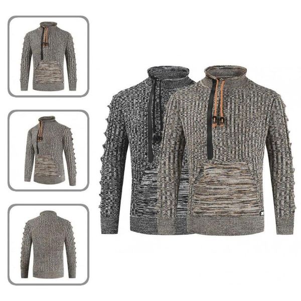 men's sweaters autumn winter chic half high collar men sweater comfy pocket for daily wear, White;black
men's sweaters autumn winter chic half high collar men sweater comfy pocket for daily wear, White;black