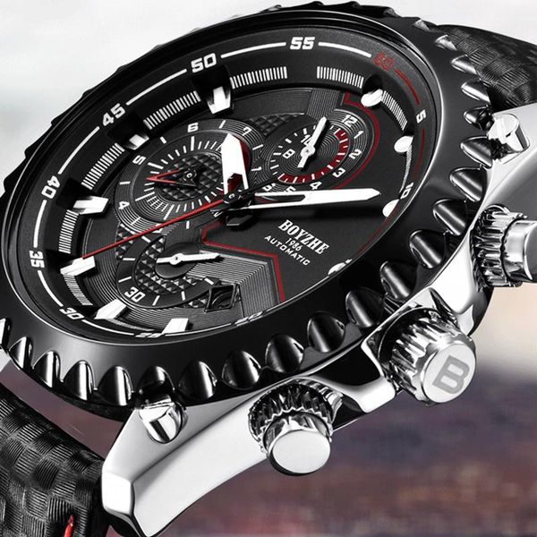 wristwatches boyzhe automatic watch men mechanical wrist leather waterproof chronograph sport horloge mens relojes hombre drop, Slivery;brown
wristwatches boyzhe automatic watch men mechanical wrist leather waterproof chronograph sport horloge mens relojes hombre drop, Slivery;brown