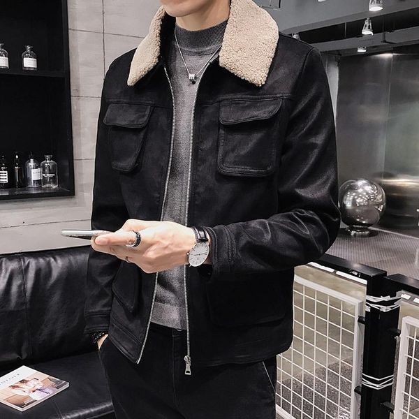 men's jackets autumn and winter suede jacket fashion brand cool korean version versatile thickened lamb collar casual coat man, Black;brown
men's jackets autumn and winter suede jacket fashion brand cool korean version versatile thickened lamb collar casual coat man, Black;brown