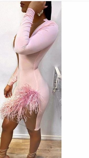 women winter style long sleeve feather mesh pink bodycon bandage dress 2021 elegant evening party club vestidos casual dresses, Black;gray
women winter style long sleeve feather mesh pink bodycon bandage dress 2021 elegant evening party club vestidos casual dresses, Black;gray