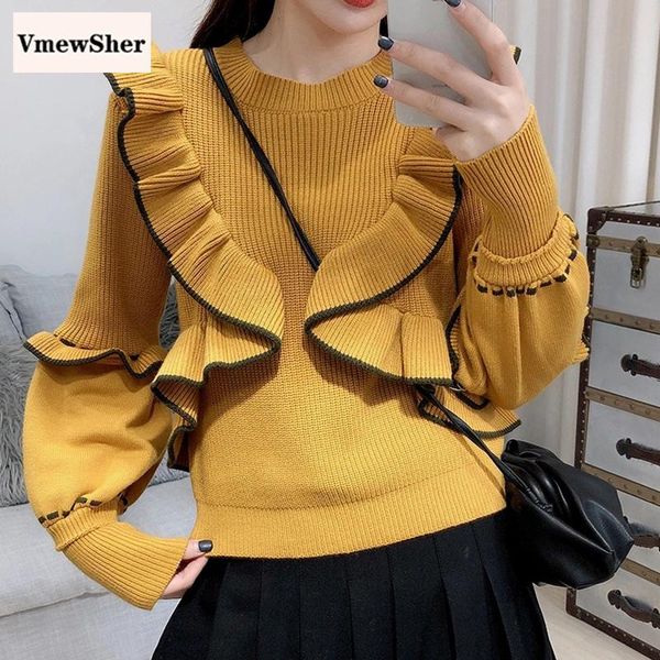 vmewsher autumn spring women sweater front ruffles office lady elegant knitted pullover stretch fashion chic knitwear jumper women's sw, White;black
vmewsher autumn spring women sweater front ruffles office lady elegant knitted pullover stretch fashion chic knitwear jumper women's sw, White;black