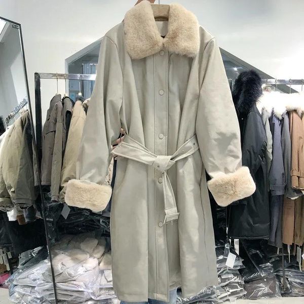 women's fur & faux women winter long belt coats thick leather sheepskin coat female pu lamb jackets turn-down collar feminino, Black
women's fur & faux women winter long belt coats thick leather sheepskin coat female pu lamb jackets turn-down collar feminino, Black