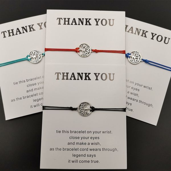 thank you paper card handemade woven adjustable bracelets life tree charm lucky rope bracelet jewelry women girls small gift, Golden;silver
thank you paper card handemade woven adjustable bracelets life tree charm lucky rope bracelet jewelry women girls small gift, Golden;silver
