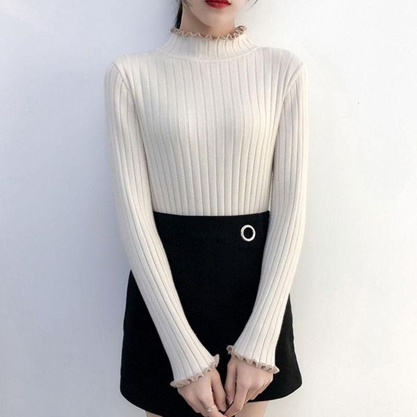 women's sweaters half turtleneck female woman korean black white full sleeve thick size elastic winter autumn sweat pullovers, White;black
women's sweaters half turtleneck female woman korean black white full sleeve thick size elastic winter autumn sweat pullovers, White;black