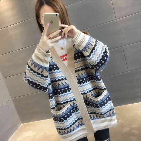 coat korean version early autumn and winter female plaid sweater loose cardigan jacket trend of medium length, Tan;black
coat korean version early autumn and winter female plaid sweater loose cardigan jacket trend of medium length, Tan;black