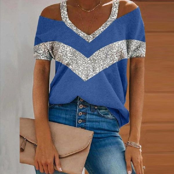 summer women off-shoulder sequins t-shirt v-neck short sleeve casual t shirt pullover patchwork mujer 2021 women's, White
summer women off-shoulder sequins t-shirt v-neck short sleeve casual t shirt pullover patchwork mujer 2021 women's, White
