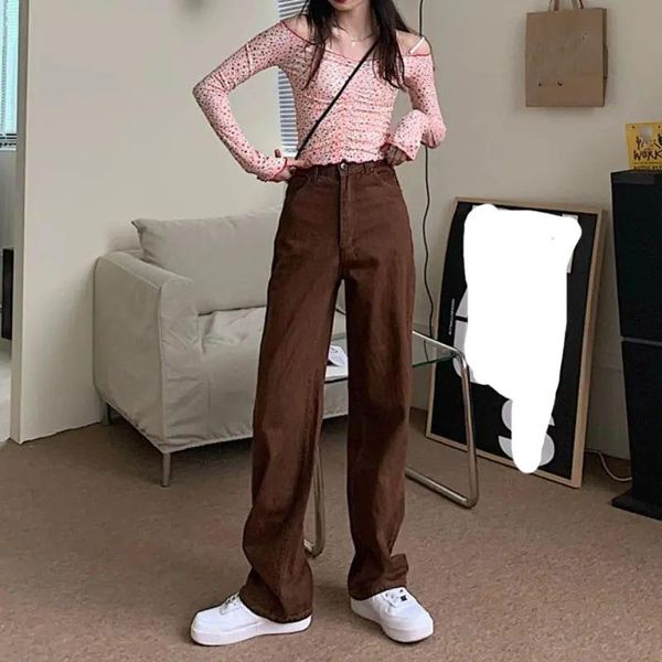 women's jeans lucyever vintage high-waisted denim pants women 2021 autumn casual loose straight trousers female korean long brown, Blue
women's jeans lucyever vintage high-waisted denim pants women 2021 autumn casual loose straight trousers female korean long brown, Blue