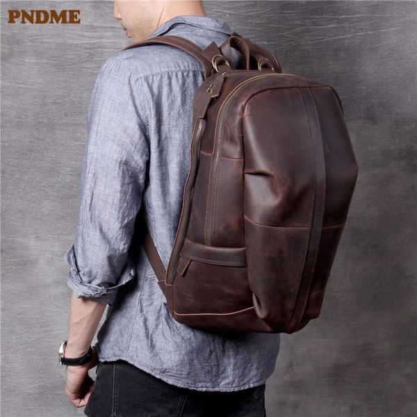 retro natural men travel backpack handmade genuine leather outdoor large capacity bagpack 
retro natural men travel backpack handmade genuine leather outdoor large capacity bagpack