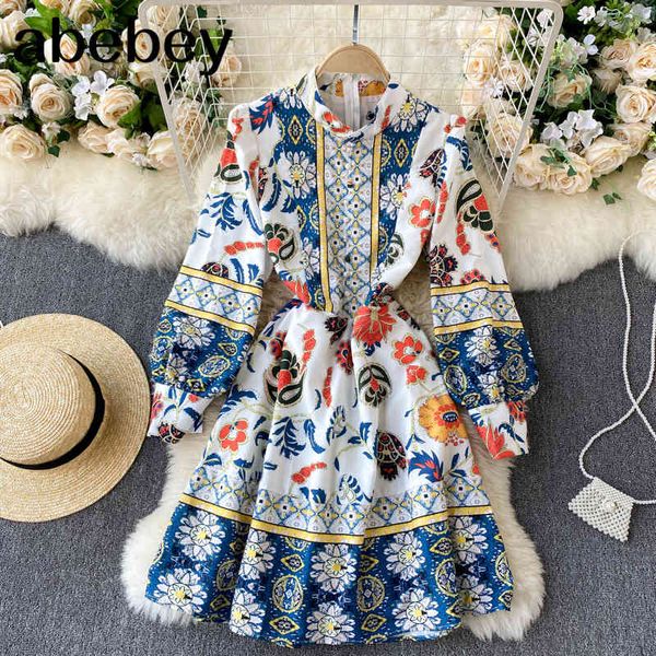 women retro print short dress korean stand collar puff sleeve button es autumn fashion streetwear a-line 210512, Black;gray
women retro print short dress korean stand collar puff sleeve button es autumn fashion streetwear a-line 210512, Black;gray
