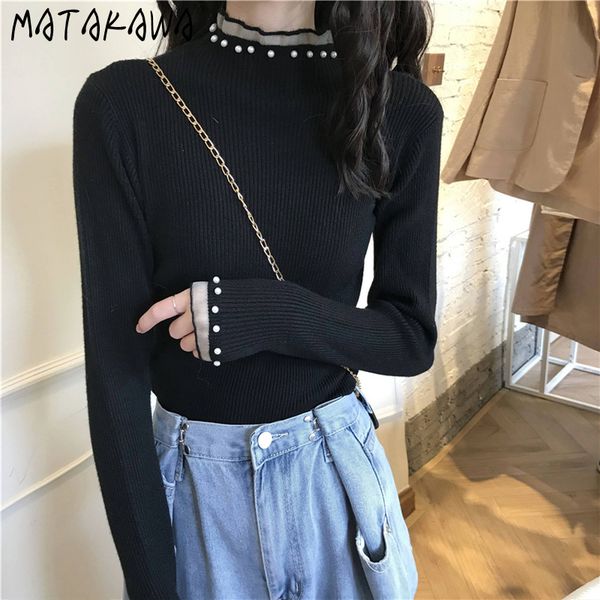 matakawa korean fashion half-high collar woman sweaters long-sleeved slim knit sweater fungus beaded inner pullovers 210513, White;black
matakawa korean fashion half-high collar woman sweaters long-sleeved slim knit sweater fungus beaded inner pullovers 210513, White;black