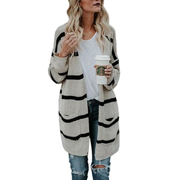 women's sweaters plus size 3xl 2021 autumn korean striped long cardigan women loose pockets vintage knit sweater jacket red jumper, White;black
women's sweaters plus size 3xl 2021 autumn korean striped long cardigan women loose pockets vintage knit sweater jacket red jumper, White;black