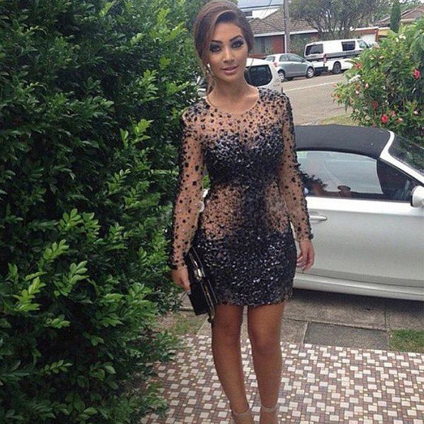 party dresses short black prom 2021 long sleeves crystal illusion mini sheath knee length graduation plus siz, White;black
party dresses short black prom 2021 long sleeves crystal illusion mini sheath knee length graduation plus siz, White;black
