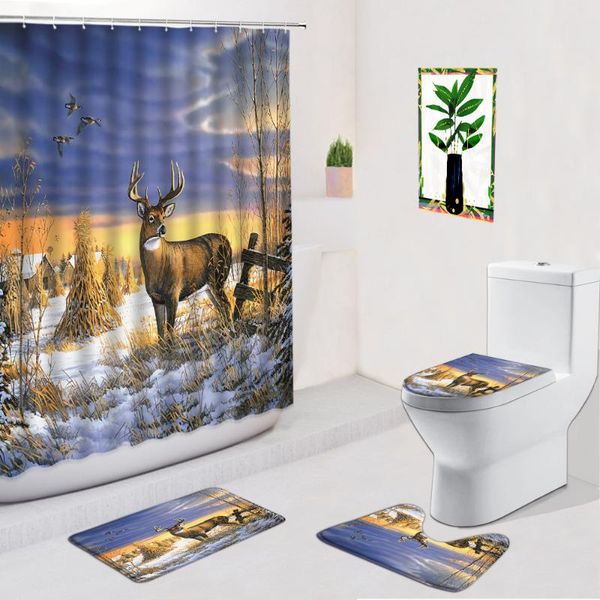 shower curtains elk snow curtain 4pcs set oil painting animal flowers anti-slip carpet bath mat toilet christmas bathroom decoration rugs
shower curtains elk snow curtain 4pcs set oil painting animal flowers anti-slip carpet bath mat toilet christmas bathroom decoration rugs