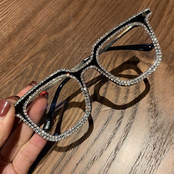 women sunglasses vintage clear lens glasses ladies luxury rhinestone eyeglasses men optical shades, White;black
women sunglasses vintage clear lens glasses ladies luxury rhinestone eyeglasses men optical shades, White;black