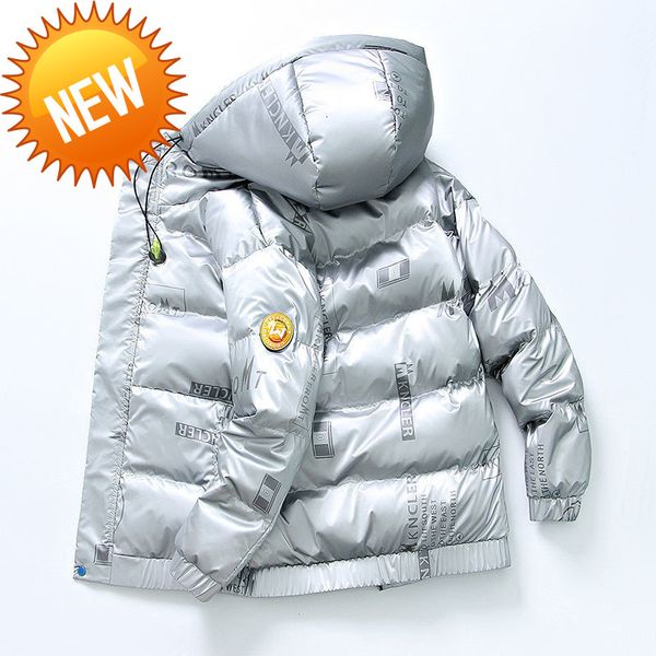 white duck down jacket men's winter trend warm bright face hooded leisure thickened men outwear coats, Black
white duck down jacket men's winter trend warm bright face hooded leisure thickened men outwear coats, Black