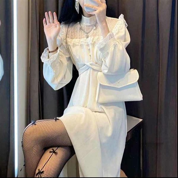 french lace women dresses vintage dress fashion puffer sleeve elegant one piece korean spring high street slim midi y2k, Black;gray
french lace women dresses vintage dress fashion puffer sleeve elegant one piece korean spring high street slim midi y2k, Black;gray