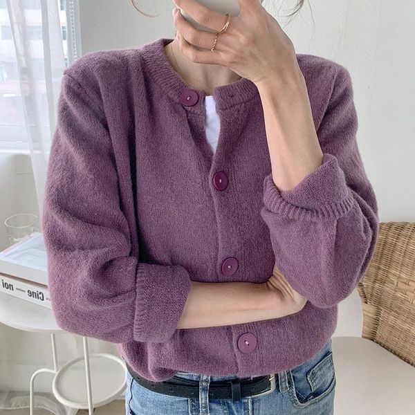 women's knits & tees knitwear cardigans korean casual o-neck long sleeve knitted sweater vintage jumper ladies streetwear, White
women's knits & tees knitwear cardigans korean casual o-neck long sleeve knitted sweater vintage jumper ladies streetwear, White