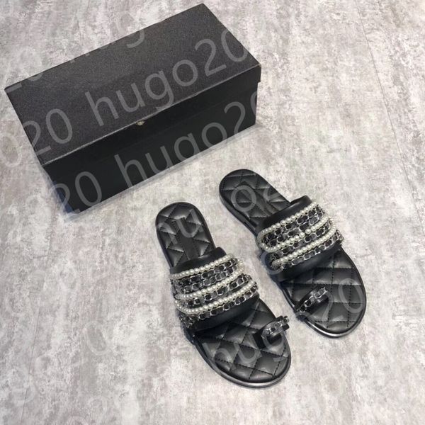 small fragrance pearl chain slippers women flat bottom summer beach wear all-match roman sandals women 01, Black
small fragrance pearl chain slippers women flat bottom summer beach wear all-match roman sandals women 01, Black