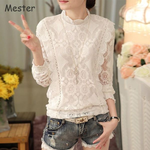 women's blouses & shirts korean fashion long sleeve white lace blouse elegant women stand collar floral ruffle hollow out loose shirt p
women's blouses & shirts korean fashion long sleeve white lace blouse elegant women stand collar floral ruffle hollow out loose shirt p