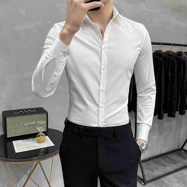 men's dress shirts spring and autumn thin non-iron light business solid color working professional shirt long-sleeved casual slim-fit, White;black
men's dress shirts spring and autumn thin non-iron light business solid color working professional shirt long-sleeved casual slim-fit, White;black