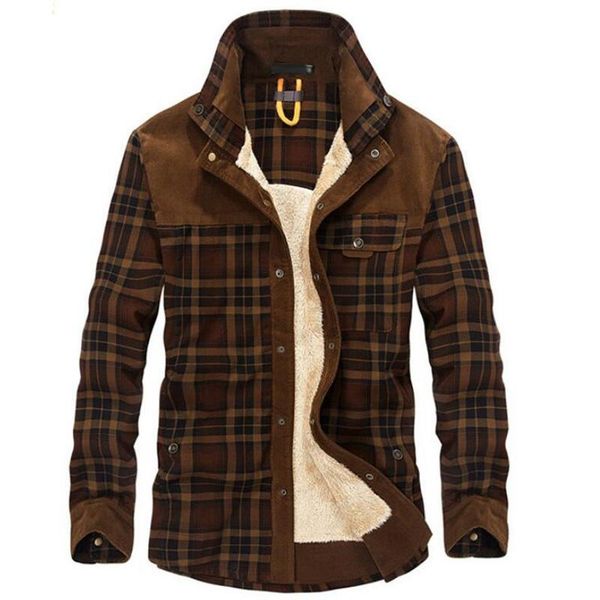 men's casual shirts fleece warm plaid shirt winter pure cotton thick outerwear turn-down collar long sleeve men military wool clothing, White;black
men's casual shirts fleece warm plaid shirt winter pure cotton thick outerwear turn-down collar long sleeve men military wool clothing, White;black