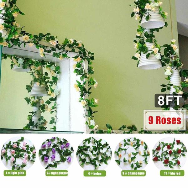 decorative flowers & wreaths 2.45m silk artificial roses rattan string vine with green leaves for home wedding garden decoration hanging gar
decorative flowers & wreaths 2.45m silk artificial roses rattan string vine with green leaves for home wedding garden decoration hanging gar