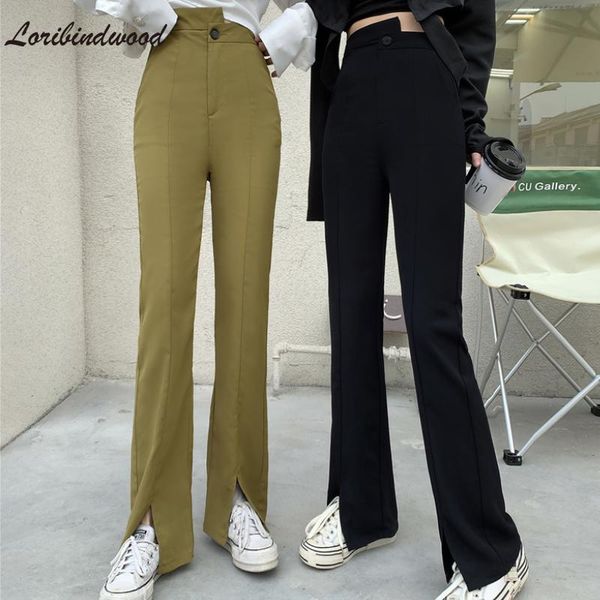 women's pants & capris solid color bell-bottom slim fit casual split smooth straight-leg trousers woman korean style, Black;white
women's pants & capris solid color bell-bottom slim fit casual split smooth straight-leg trousers woman korean style, Black;white