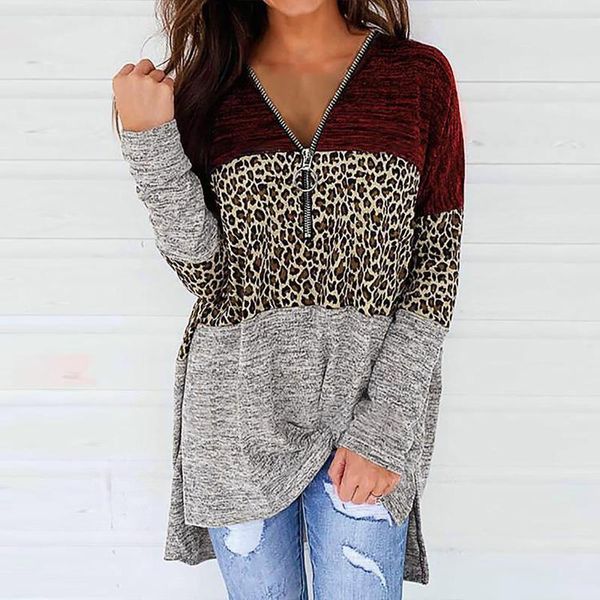 women's blouses & shirts vintage zipper blouse women autumn winter stitching leopard v-neck casual loose pullover oversize, White
women's blouses & shirts vintage zipper blouse women autumn winter stitching leopard v-neck casual loose pullover oversize, White
