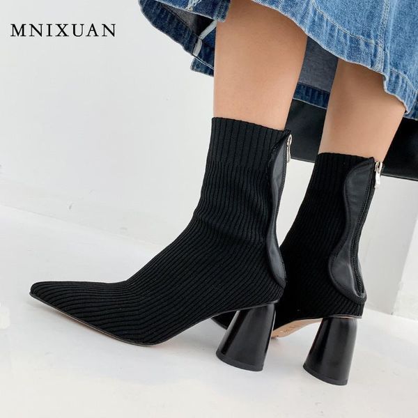 boots handmade fashion knitting stretch women high heels shoes 2021 pointed toe genuine leather mid-calf size 41 42 43, Black
boots handmade fashion knitting stretch women high heels shoes 2021 pointed toe genuine leather mid-calf size 41 42 43, Black