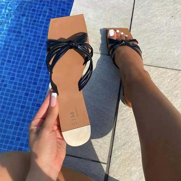slippers summer fashion pu leather rope knot strap solid flat square heel outdoor slides female ladies shoes, Black
slippers summer fashion pu leather rope knot strap solid flat square heel outdoor slides female ladies shoes, Black